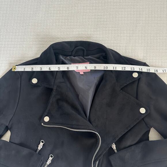 BCBG Girls Black Suede Finish Moto Jacket Belt Size M Age 8-10 - Picture 4 of 11